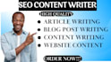 do SEO blog post, article, content writing, website content and blog post