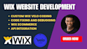 build wix website, customize with wix velo, develop custom features and database