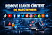 remove copyright takedown harassing mass report banning tiktok facebook insta