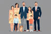 draw a vector art family portrait