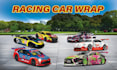 design racing car wrap, racing car wrap, custom racing car wrap, vehicle wrap