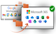 migrate emails to gws, office 365 without downtime