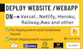 bug fix and deploy your react next js  website to netlify, vercel, railway