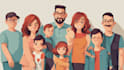 draw a vector art family portrait