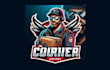 create a unique courier mascot logo with a new concept