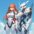 draw anime style mecha robot logo and friendship portrait