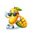make famous juice and mango mascot logo