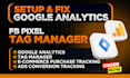 setup google tag manager, analytics 4, conversion tracking