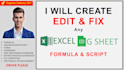 create, edit and fix any excel, spreadsheets formula, excel data cleaning