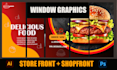 design shop front store front window graphic  signage designs