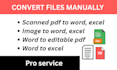 convert scanned documents to word, excel manually