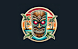 do a creative tiki mask mascot logo with unique concepts
