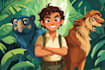 draw an expressive animal and human cartoon character