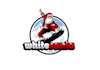 make white santa skis board maker logo design
