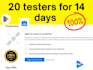 provide 20 active app testers for 14 days testing