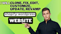 fix shopify redesign design update clone edit customize shopify store website