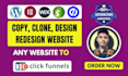 design, redesign, clone your website into a clickfunnels sales funnel