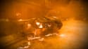 do a realistic 3d vfx fire explosion, cgi animation, smoke effect, blood