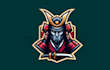 do modern samurai head mascot logo design
