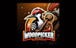 do unique woodpecke mascot logo with unlimited revision
