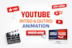 create a 3d logo animation intro outro with music in HD