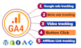 track button click, affiliate link, video, google ads, meta ads tracking in ga4