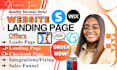 landing page design on godaddy, systeme, wix, squarespace, website landing page