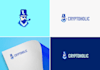 design modern high tech, crypto security and technology logo