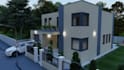 aesthetic 3d exterior interior design, landscape, garage, lighting, pool render