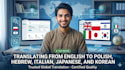 translate eng to polish hebrew, italian, japanese and korean