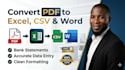 convert PDF bank statements to accounting ready excel or CSV