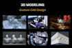 do 3d modelling for 3d printing, molding, cnc, laser cutting