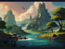 make landscape concept art, fantasy illustration,