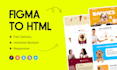 convert figma to html, psd to html, xd to html with tailwind css, bootstrap