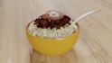 rice and beans with egg