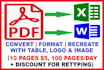 convert pdf to word ms excel file conversion, data entry retyping, copy paste
