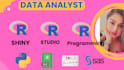 do data analysis, rstudio, r shiny, coding and r programming