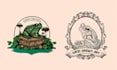 make vintage frog logo for your business