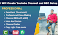 create youtube channel and SEO setup professionally