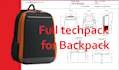 design backpack with tech pack, cad pattern and 3d models