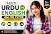 teach urdu and english online for kids and adults