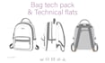design bag tech pack and technical flat sketch
