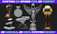 design a custom 3d award cup medals 3d coin trophy for rendering or 3d printing