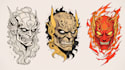 design custom flash tattoo in woodblock style