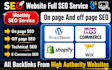 do shopify, wix, wordpress, woocommerce full SEO and create backlink