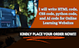 Write html code, css code, python code and ai code for online learning ...