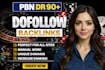 creat high quality SEO dofollow backlinks DR 50 to 90 plus