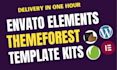 install, edit and customize elementor template kit in 1 hour