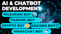 develop custom telegram bot, trading bot, crypto bot, telegram trading bot