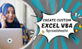 create custom excel spreadsheet, google sheets formula, vba macro
